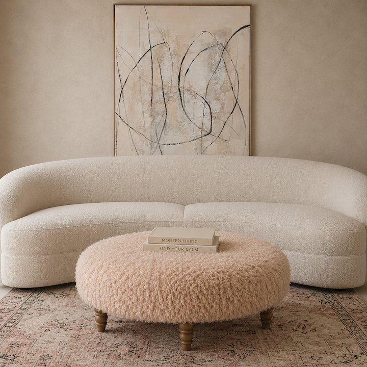 PLUSH ROUND OTTOMAN 90x90x43cm